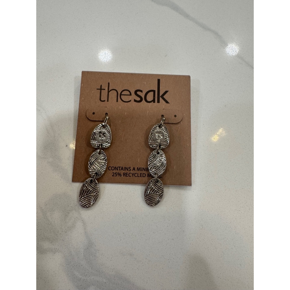 The Sak Silver Tone Dangle‎ Earrings/NWT Recycled Metal